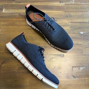 Cole Haan ZEROGRAND Remastered Stitchlite Wingtip Oxfords Black Knit 8 1/2